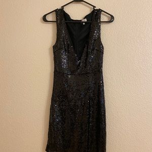 Tobi plunge sequins black cocktail dress